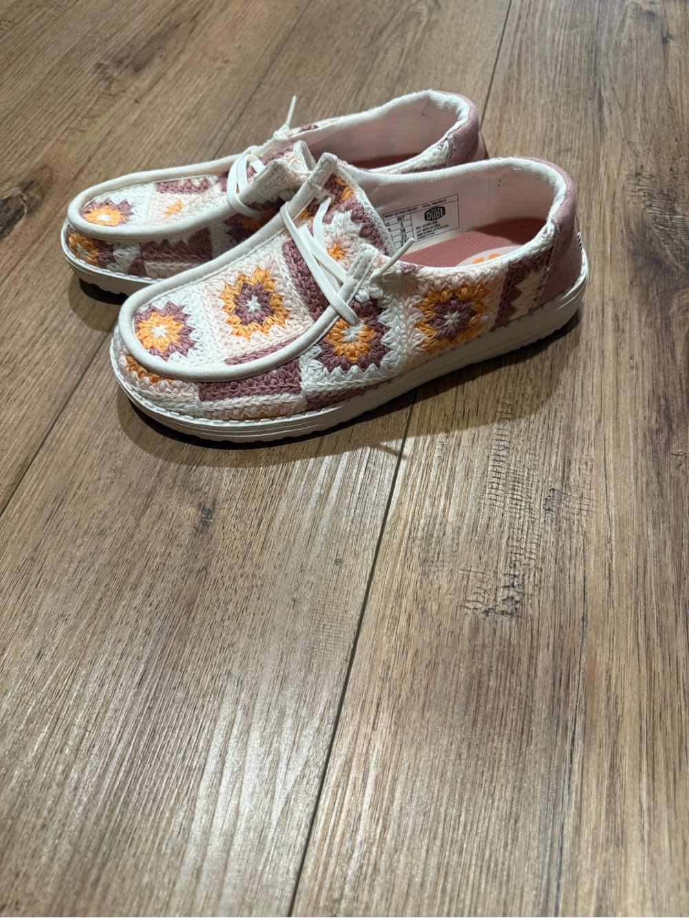 Women’s  Crochet Accent Pink and White Casual Shoes